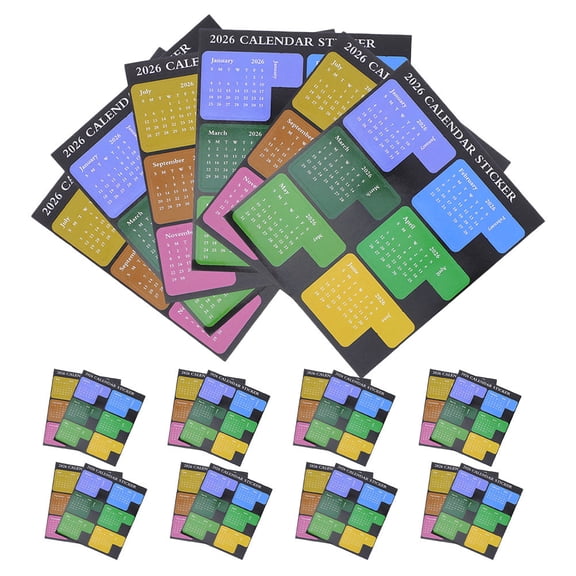 OUNONA Multicolor 2026 Monthly Calendar Planner Stickers Paper 20 Pcs for Organizing and Scheduling