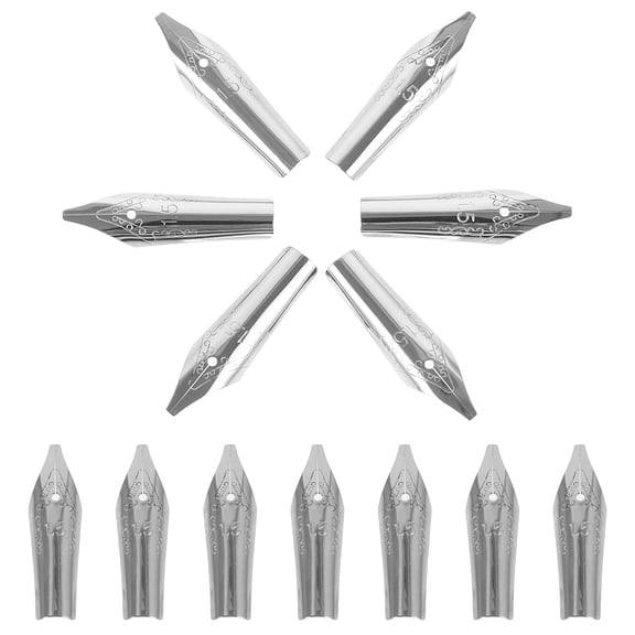 DRAFIDEEP 20Pcs Plated Silver Fountain Pen Nibs Metal Replacement Tips Smooth Writing for Calligraphy and Signing