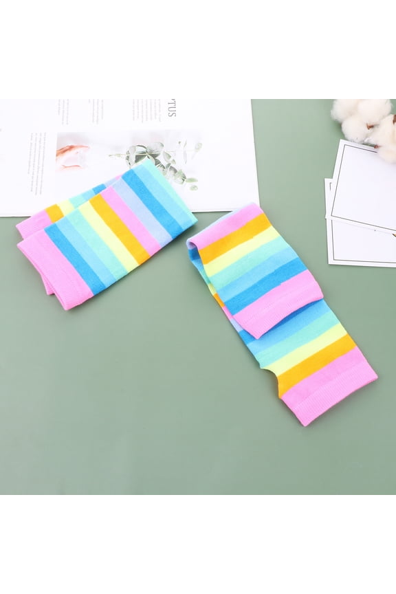2Pairs Multi Color Stripe Arm Cover Cosplay Gloves with Elastic Band for Party and Costume