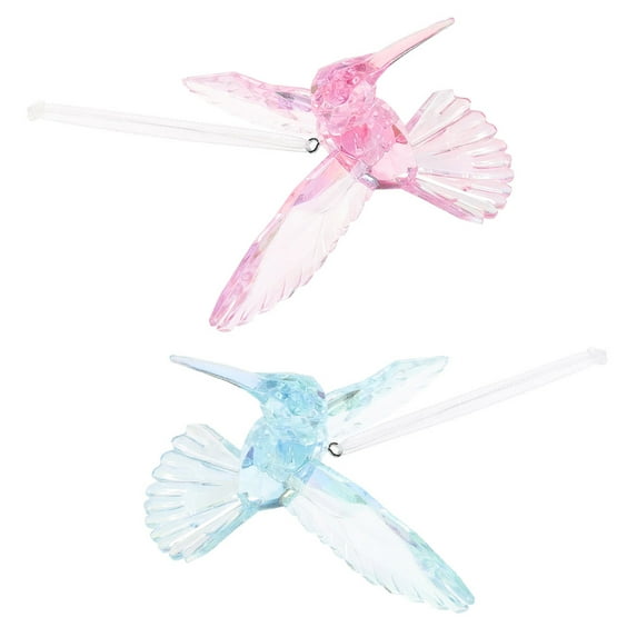 DRAFIDEEP Set of 2 Acrylic Hummingbird Ornaments, Decorative Window Hanging for Home, Office, and Indoor Spaces