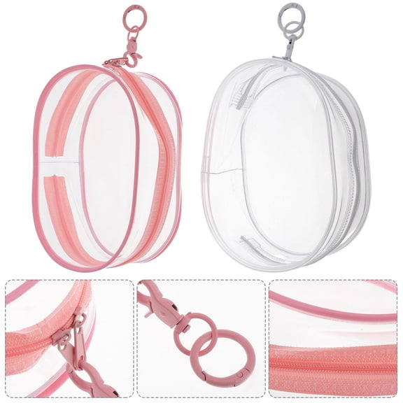 DRAFIDEEP 2Pcs Clear Display Cases for Collectibles Portable Transparent PVC Organizer Bags with Keychain