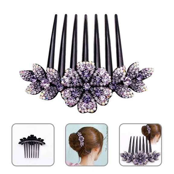 DRAFIDEEP 2-Pack Flower Hair Combs with Rhinestones, Elegant Side Hair Accessories for Weddings and Special Occasions