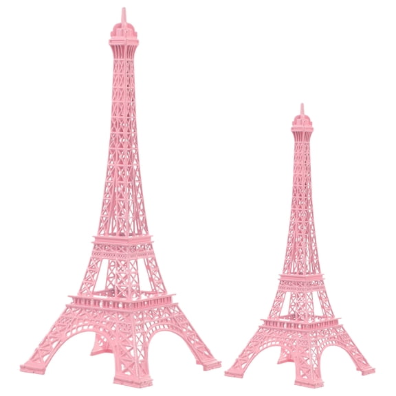 DRAFIDEEP 2Pcs Pink Alloy Eiffel Tower Model Decorative Metal Figurine for Home Or Office Decor