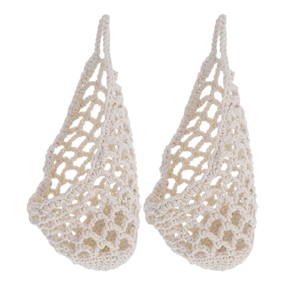 DRAFIDEEP Set of 2 Hanging Woven Flower Baskets with Macrame Pattern Pot Holders for Living Room and Balcony Decor