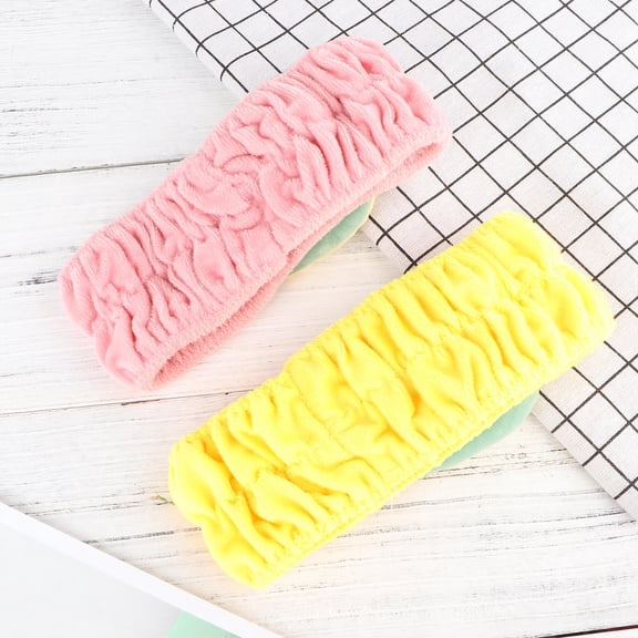DRAFIDEEP 2Pcs Headbands for Washing Face Yellow Soft Comfortable Hair Bands for Makeup Application