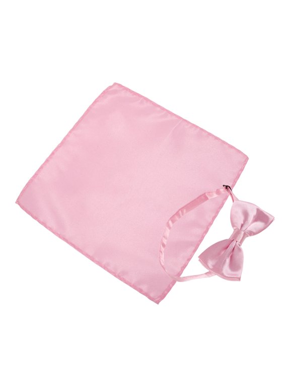 Mens Pink Bow Tie and Pocket Pre-Tied Wedding Business