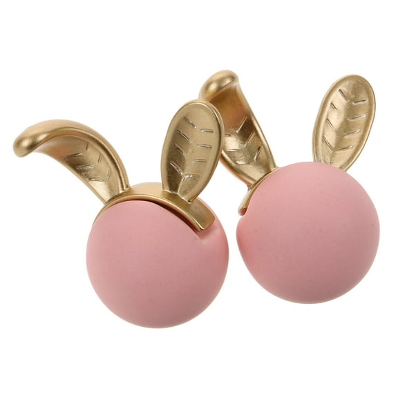 DRAFIDEEP 2Pcs Pink Ceramic Rabbit Head Shape Adorable Style Dresser Knob for Furniture Decoration