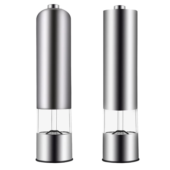 DRAFIDEEP 2-Pack Plated Electronic Pepper Mill for Salt and Pepper Kitchen Tool