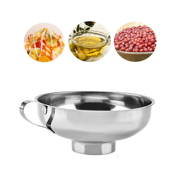 DRAFIDEEP 2Pcs Plated Silver Metal Funnel Stainless Steel with Polished Handle for Smooth Pouring