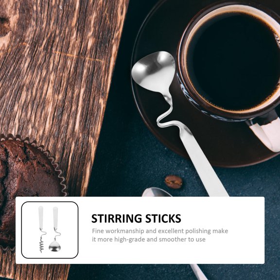 DRAFIDEEP 2Pcs Plated Silver Stainless Steel Coffee Spoons with Curving Handles for Home Use Tableware