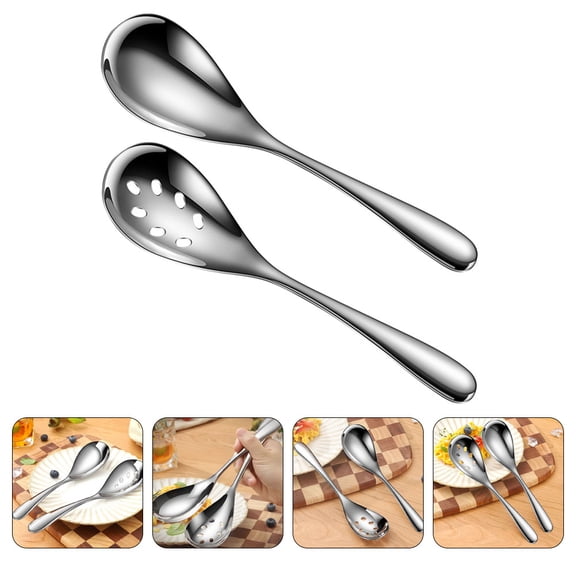 DRAFIDEEP Set of 2 Slotted Cooking Spoons with Ergonomic Handle for Everyday Cooking and Serving