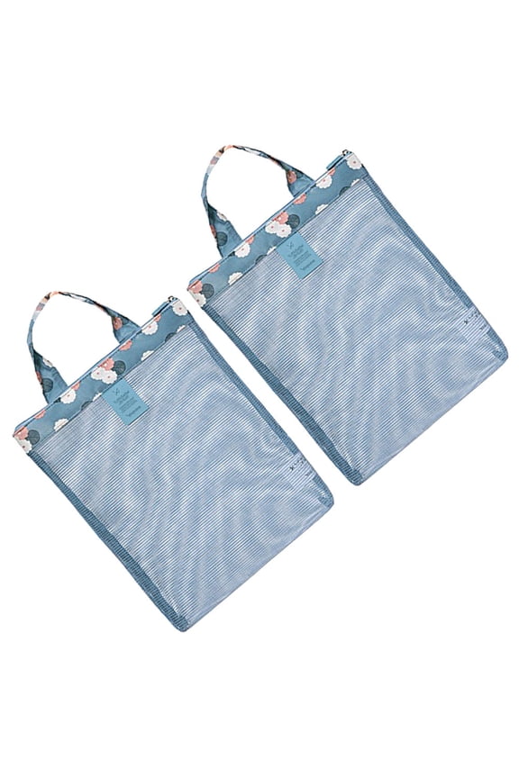 2Pcs Sea Beach Bag for Women Men Family with Oxford Cloth Mesh Handbag 11.02x9.05x2.16 Inch