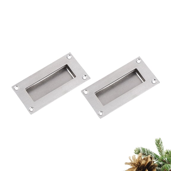 DRAFIDEEP 2Pcs Silver Stainless Steel Invisible Handle Kitchen Cabinet Knob Durable Easy Install 3.54 Inch