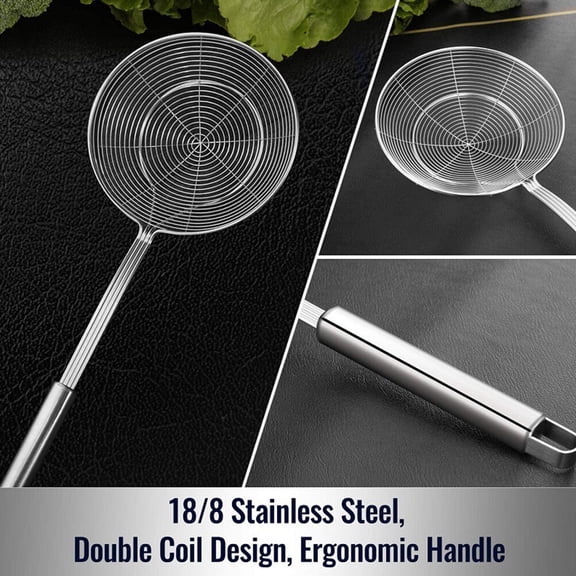 DRAFIDEEP 2-Pack Heavy Duty Stainless Steel Spider Skimmer Strainers for Frying and Cooking Kitchen Use