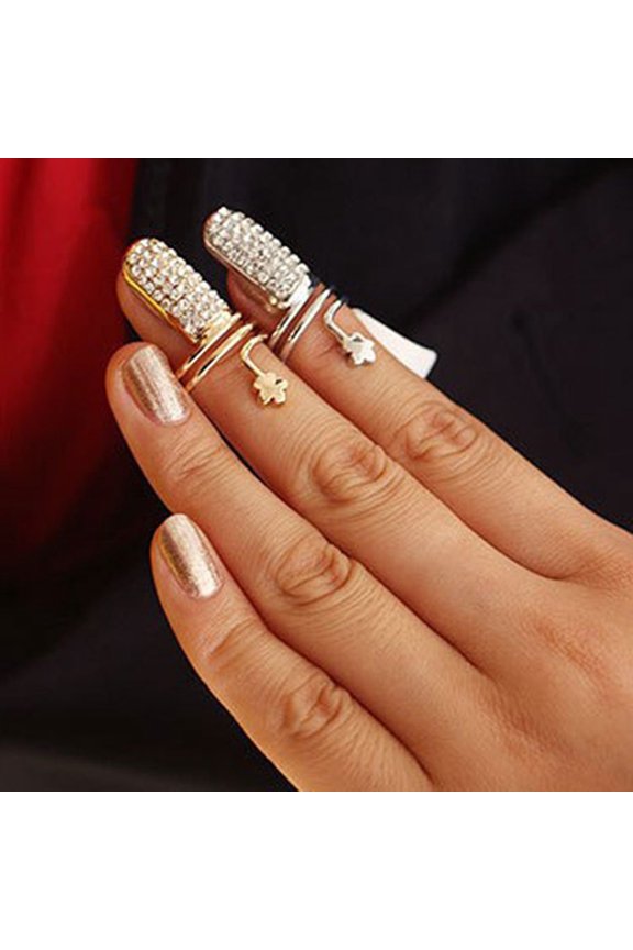 2Pcs Stylish Golden Nail Rings Safe Comfortable Knuckle Rings for Cosplay Decoration