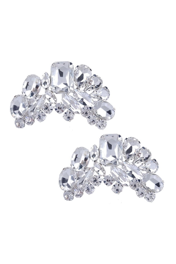2 Pieces White Rhinestone Shoe Clips Decorative Buckles for Flats, Boots, Pumps Accessories