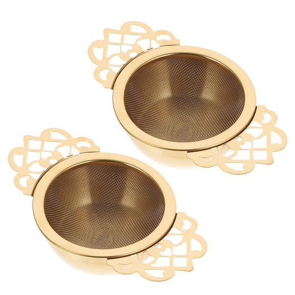 DRAFIDEEP 2-Pack Golden Stainless Steel Fine Mesh Tea Infuser for Loose Leaf Tea and Coffee Brewing Filter