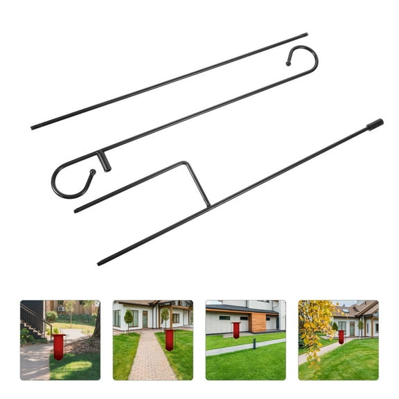 DRAFIDEEP 2Sets Iron Garden Flag Stand 90.00X41.50X0.60CM Windproof for Outdoor Flags