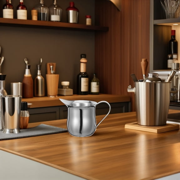 OUNONA Stainless Steel Frothing Pitcher, 3oz Compact Design for Espresso, Latte Art, and Coffee Foam Creation