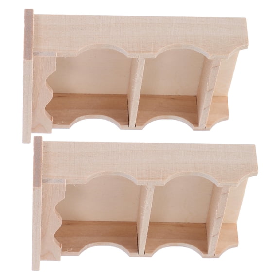 OUNONA Set of Miniature Dollhouse Cabinets Rustic Style Wooden Storage Solution for Kitchen and Living Room