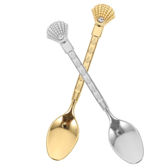 DRAFIDEEP Set of 2 Small Zinc Alloy Spoons for Household Use, Dessert Serving Utensils with Smooth