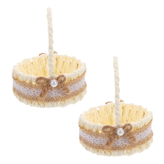 DRAFIDEEP 2pcs Imitation Rattan Basket Hand Woven Photography Props for Women