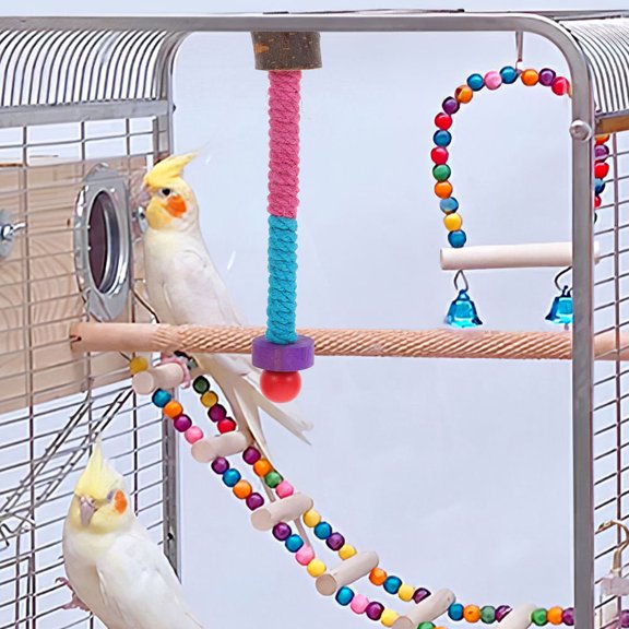 DRAFIDEEP 2pcs Parakeet Wood Perch Stand with Tree Branch Texture for Parrots