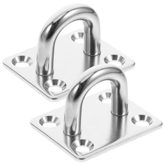 DRAFIDEEP 2pcs Stainless Steel Pad Eye Plates, Heavy Duty Ceiling Hooks for Marine Boat Deck Hardware, Rope Tie Down Anchor Point