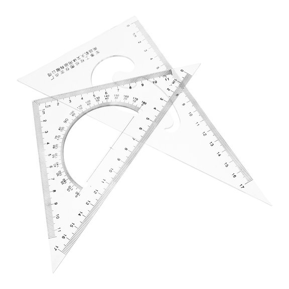 DRAFIDEEP 2pcs Triangular Ruler For Mathematics And Drafting Transparent Plastic For Students