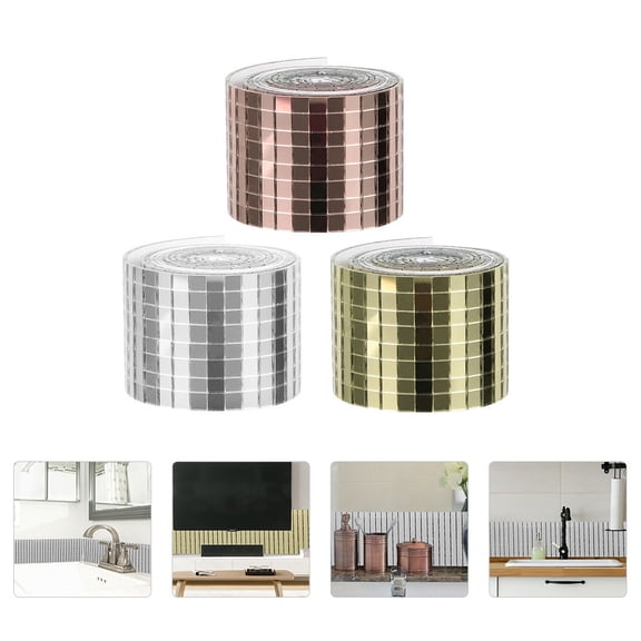 DRAFIDEEP 3 Rolls Self Adhesive Disco Tiles Sticker for Bedroom Hotel Bathroom Tile Stickers Durable