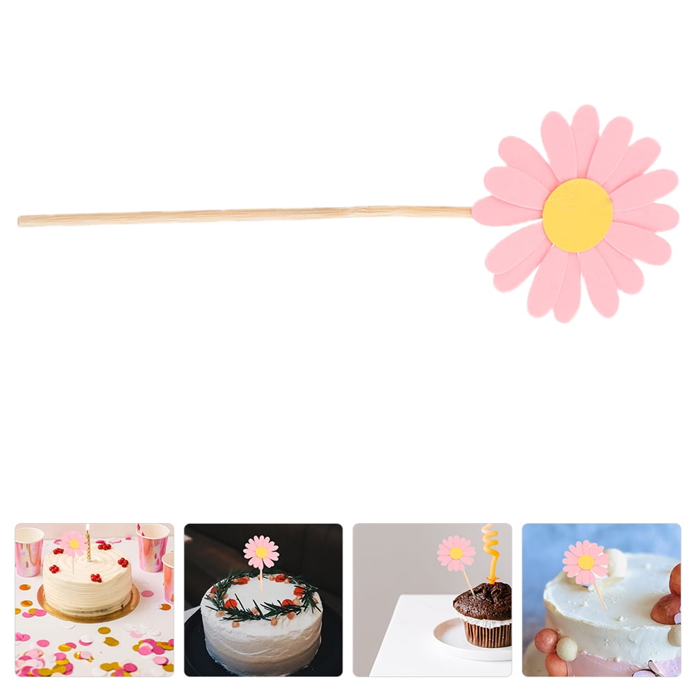 DRAFIDEEP 3 Sets of 12PCS Floral Cake Topper Pink Decorative Inserts ...