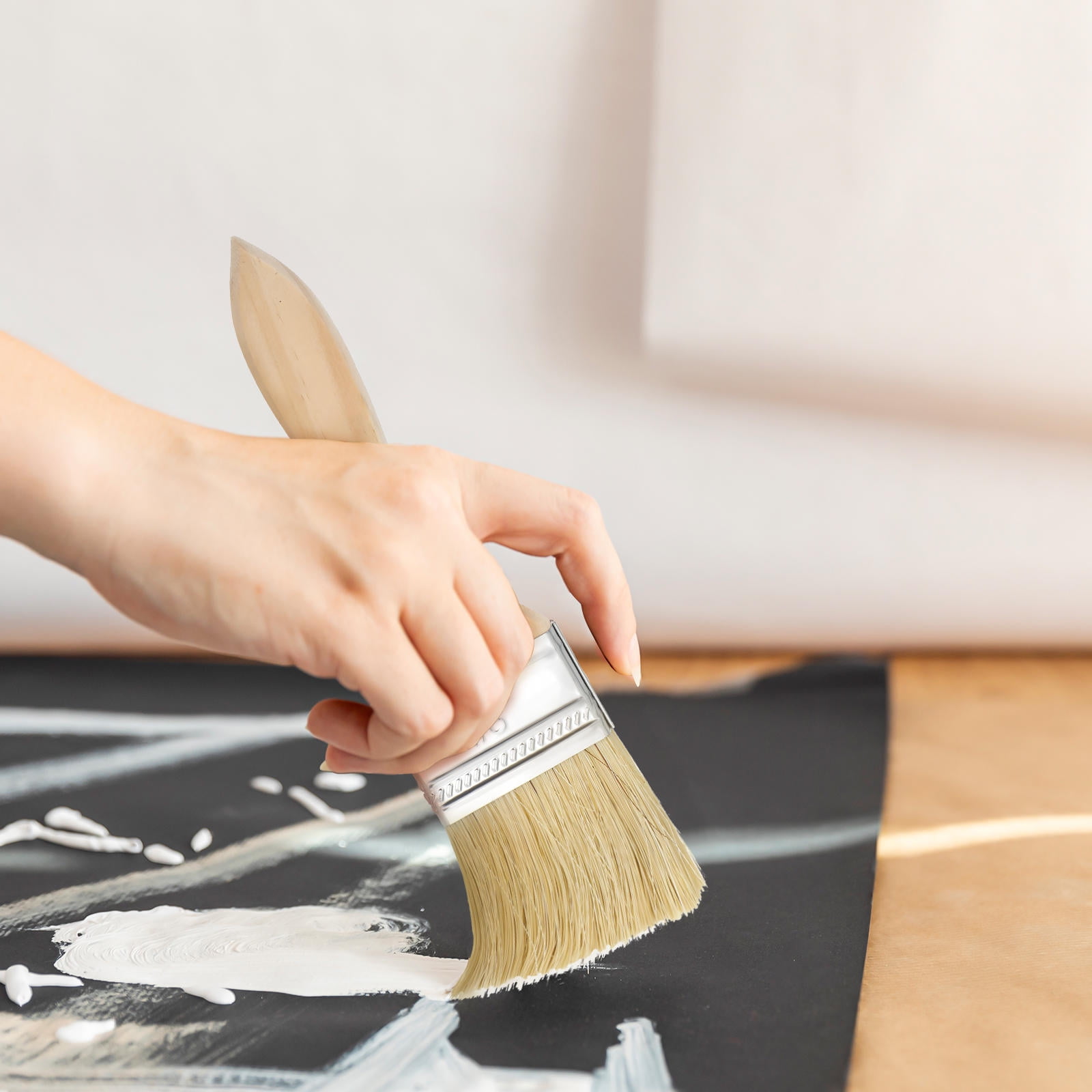 OUNONA 30-Piece Professional Flat Paint Brush Set for Walls and Wood with Comfortable Wooden Handles for Easy Grip
