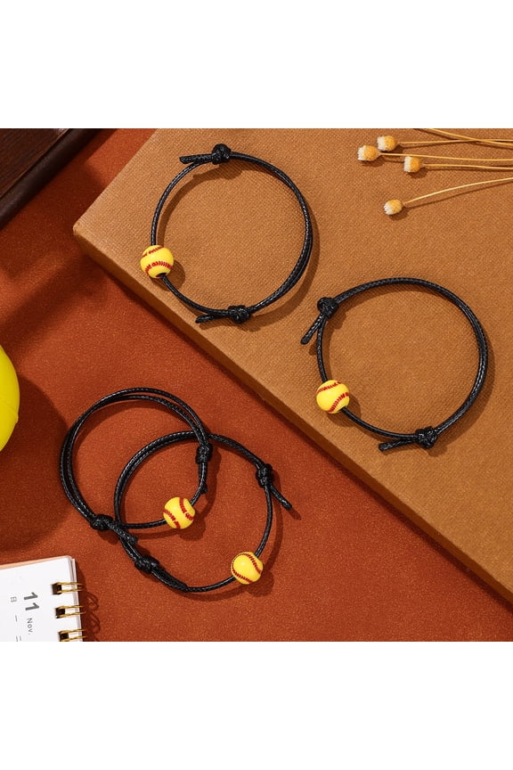 30Pcs Adjustable Baseball Charm Bracelets Sports Wristbands for Team Spirit and Party Favors