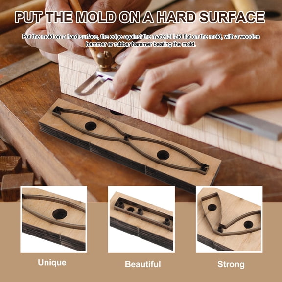 DRAFIDEEP Cutting Mold Punching Die Set Bow Knot Cutting Die Molds Light Brown Wood 3Pcs 8.7X1.8In