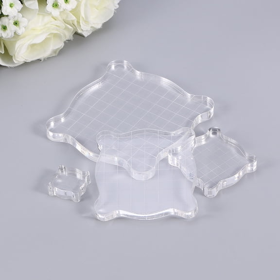 DRAFIDEEP Craft Stamping Blocks Plastic Transparent 3Pcs 5x5in