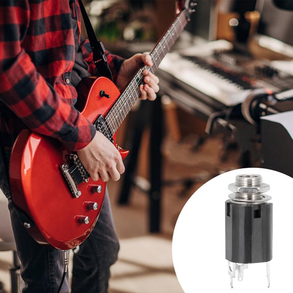 DRAFIDEEP 3-Pack Female Stereo Jack Panel Mount Connectors with Washers for Guitar Microphone Audio Equipment