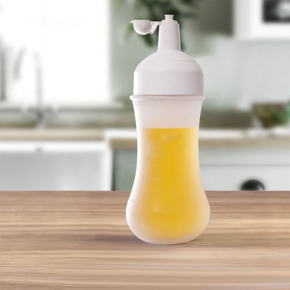 DRAFIDEEP Set of 3 White Kitchen Squeeze Bottles with Measuring Scales, PP Condiment Dispensers for Cooking and Sauces
