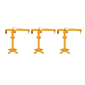 DRAFIDEEP 3Pcs Plastic Cranes Model Orange Rotatable Construction Vehicle Theme for Outdoor Play