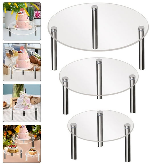 DRAFIDEEP 3Pcs Round Acrylic Party Cake Holder For Cakes And Treats Presentation