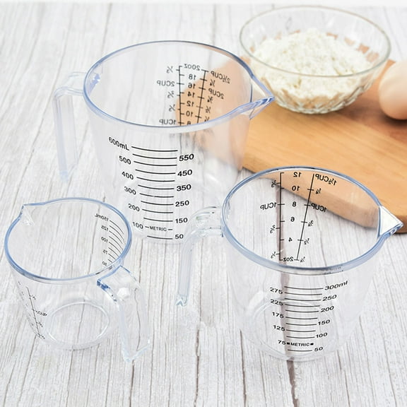 DRAFIDEEP 3Pcs Small Measuring Cups for Liquids Cylindrical Graduated Cups 150ml 300ml 600ml PP for Cooking and Baking