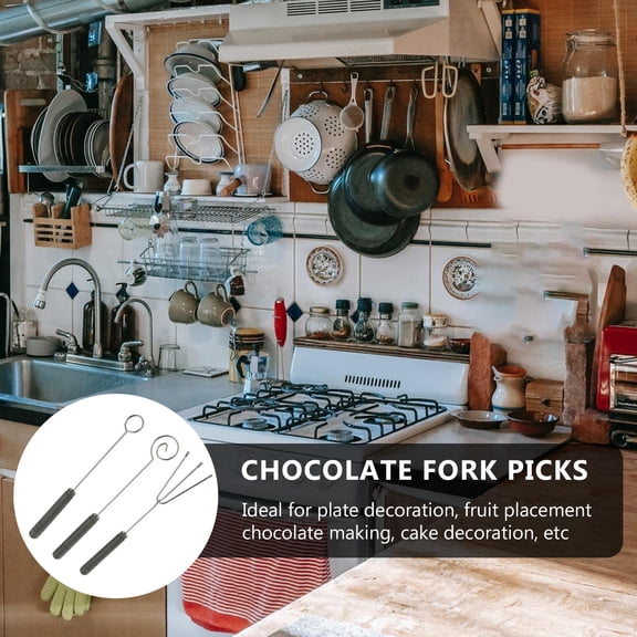 DRAFIDEEP 3Pcs Stainless Steel Fondue Fork Set for Chocolate Dipping and DIY Baking Decorating