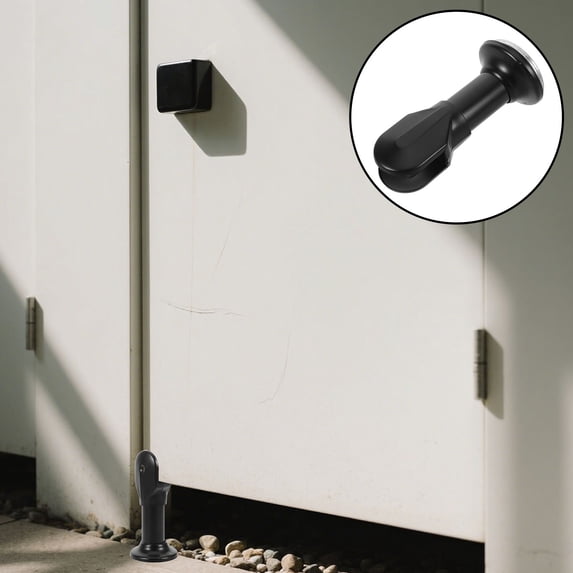 OUNONA Black Stainless Steel Bathroom Partition Brackets, 4-Piece Set, and Easy to Install Hardware