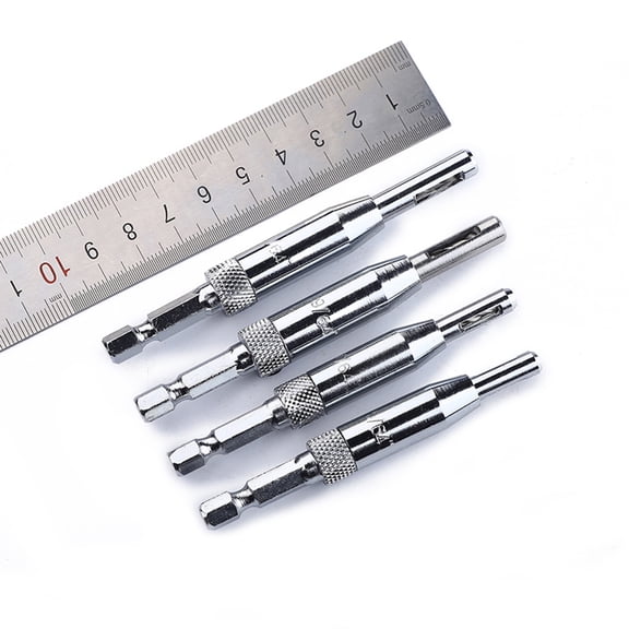 DRAFIDEEP 4Pcs Aluminum Self Centering Hinge Drill Bit for Doors Woodworking Tools Silver 10 x 1.2 x 1.