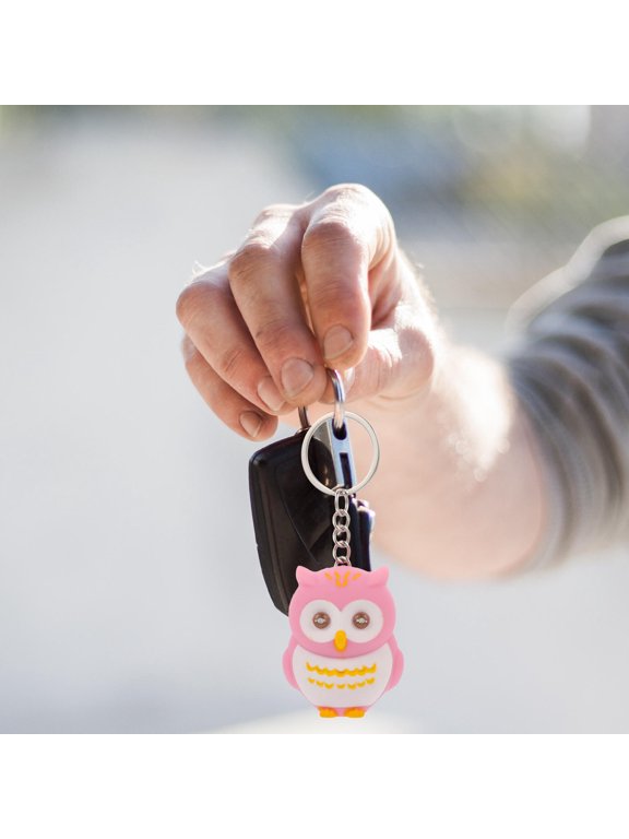 Set of 4 Vivid Owl Keychains Black Plastic Decorative Pendants for Handbags and Keys