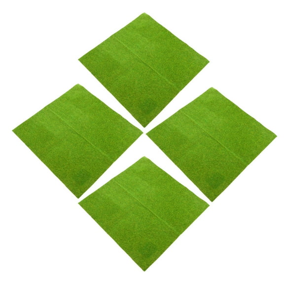 DRAFIDEEP 4-Pack Artificial Grass Squares for Crafts, Green Fake Turf Pads Ideal for Landscape Projects