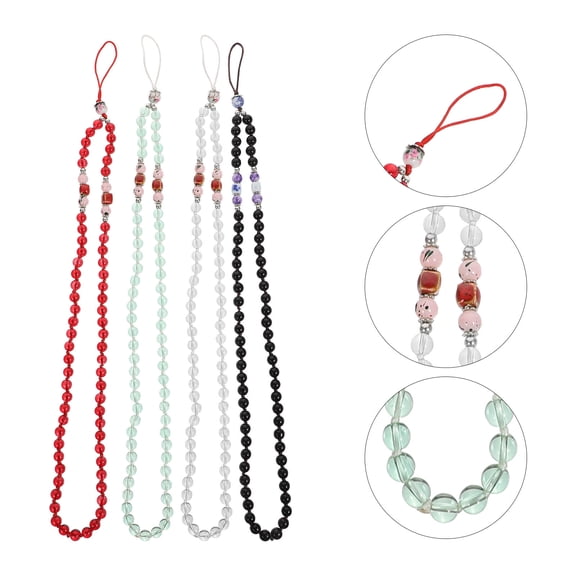 DRAFIDEEP 4Pcs Long Beaded Lanyards Assorted Color Lost Diy Decor for Daily Use