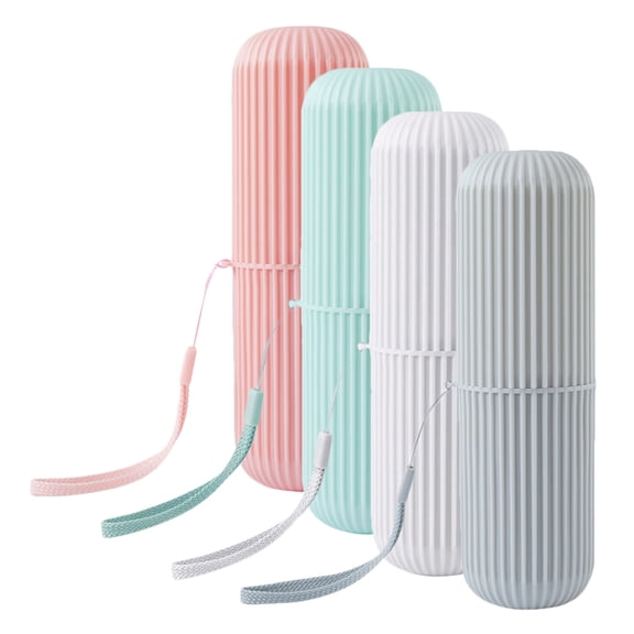 DRAFIDEEP 4Pcs Pink Portable Toothbrush Case Compact Design for Easy Cleaning