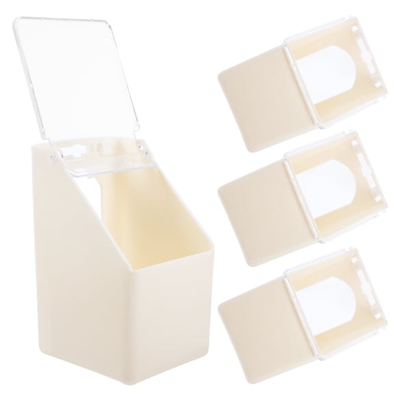 DRAFIDEEP 4Pcs Plastic Pigeon Feed Station Beige with Lid Hanging Feeder Durable and Easy to Clean