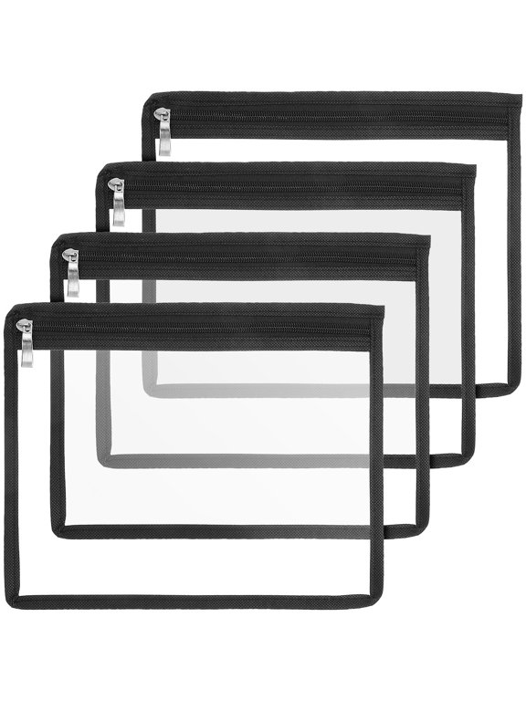 Multipurpose Clear PVC Zipper Bags for Cosmetics and Small Items 4Pcs