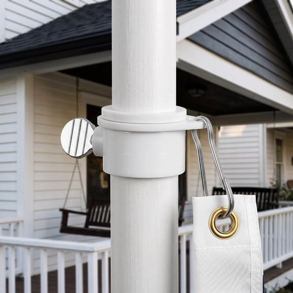 DRAFIDEEP Flag Pole Snap Hooks, White Plastic, Sturdy in All Weather, Tangle-Prevent, 4Pcs